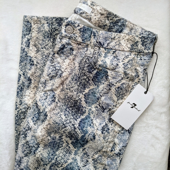 7 For All Mankind Mid Rise Skinny Ankle Jeans Snake Stretch Denim Indigo 30 NWT - Picture 8 of 14